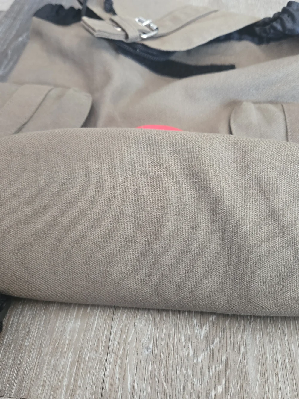 Khaki Canvas Backpack with Swiss Cross Accent